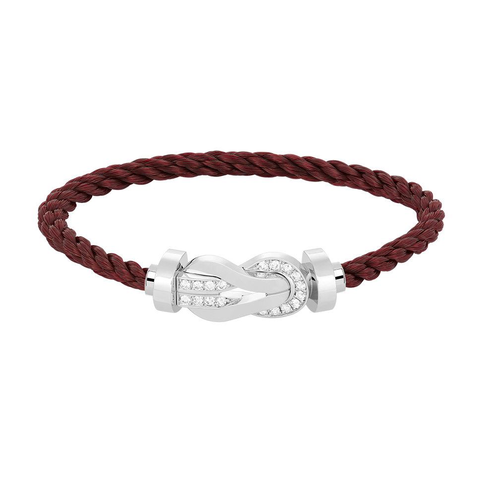 FRED CHANCE LARGE 8 FIGURE BUCKLE HALF DIAMOND BRACELET SILVER