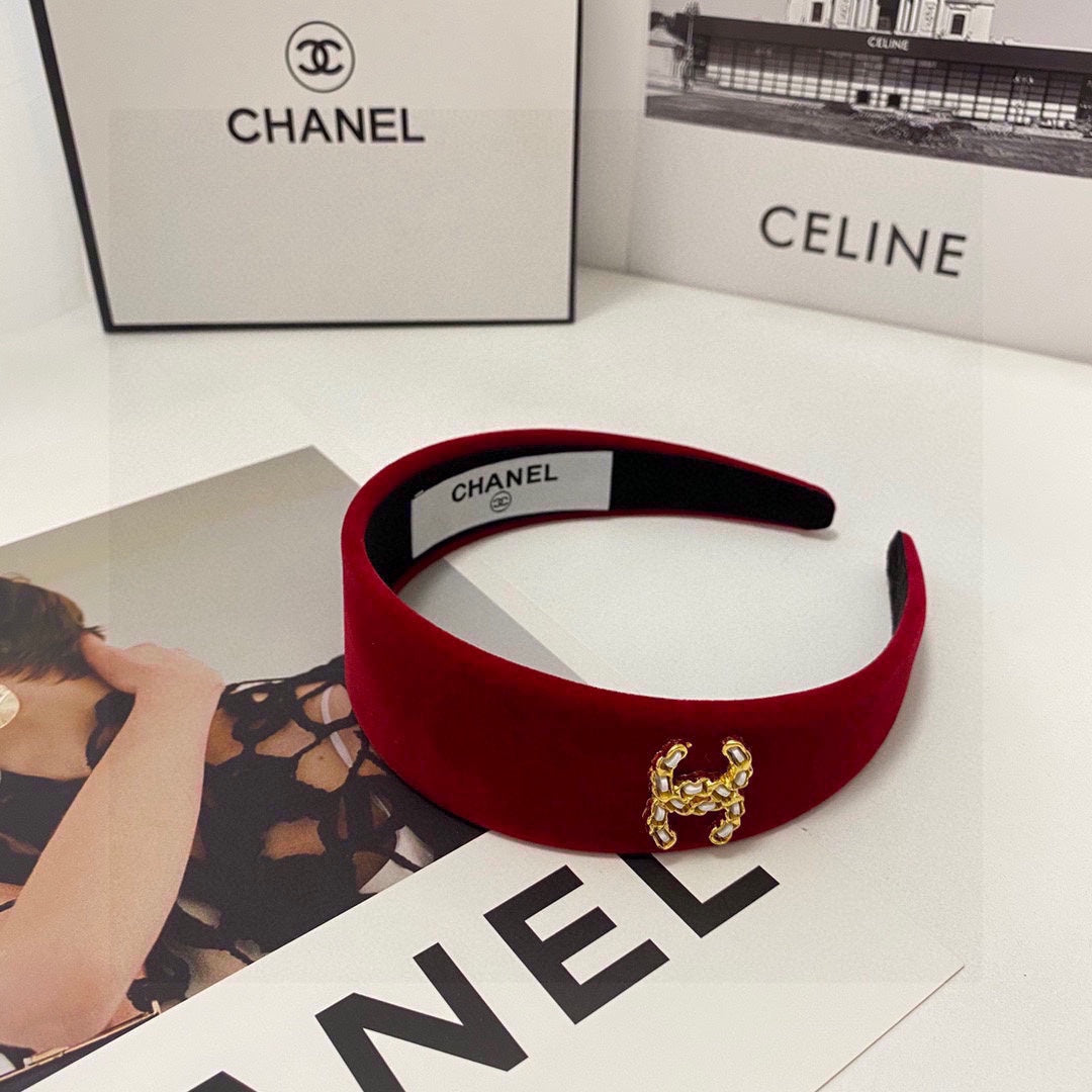 CHANEL RUBY RED VELVET HAIRBAND 832222