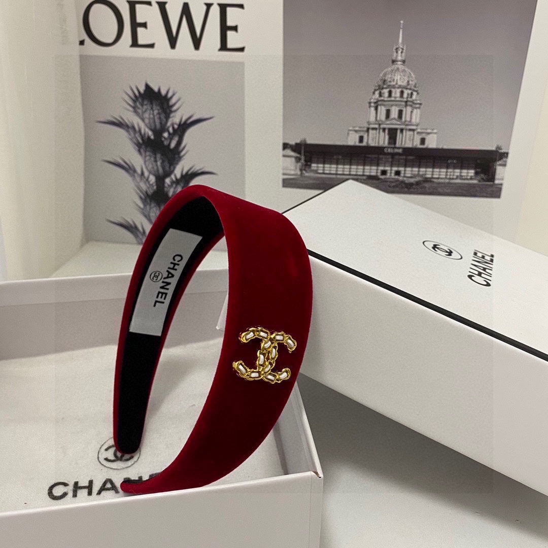 CHANEL RUBY RED VELVET HAIRBAND 832222