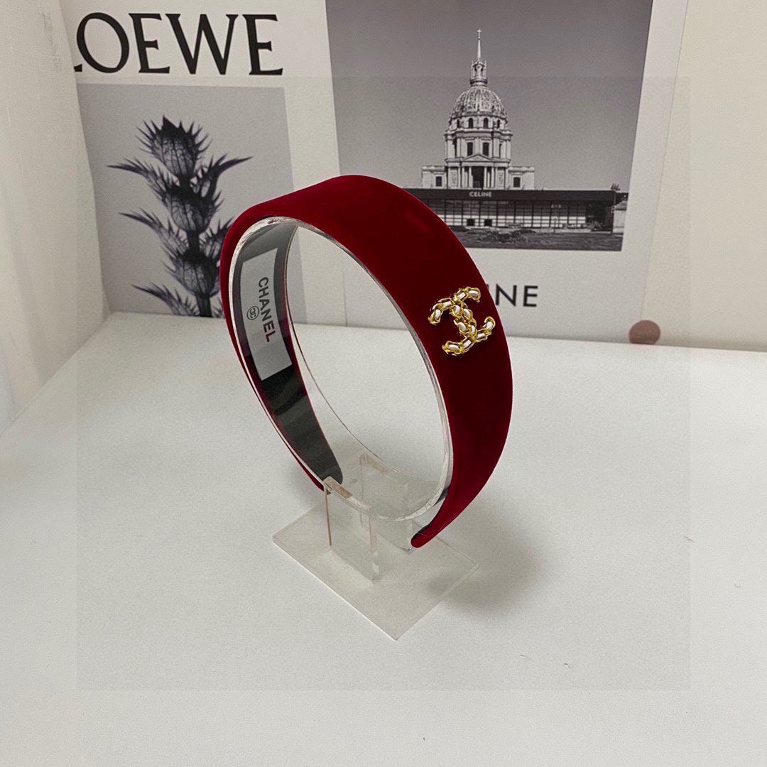 CHANEL RUBY RED VELVET HAIRBAND 832222