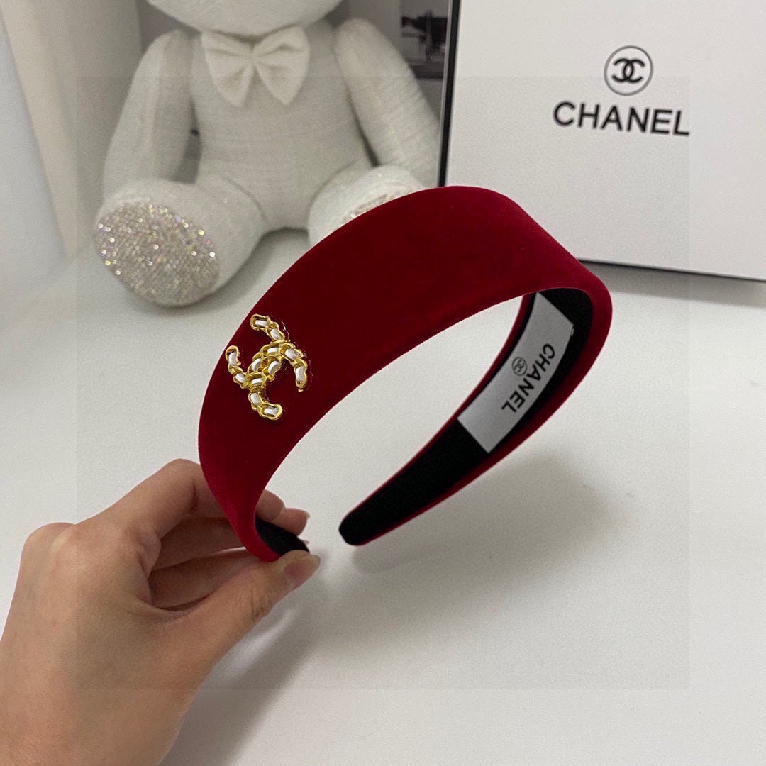 CHANEL RUBY RED VELVET HAIRBAND 832222