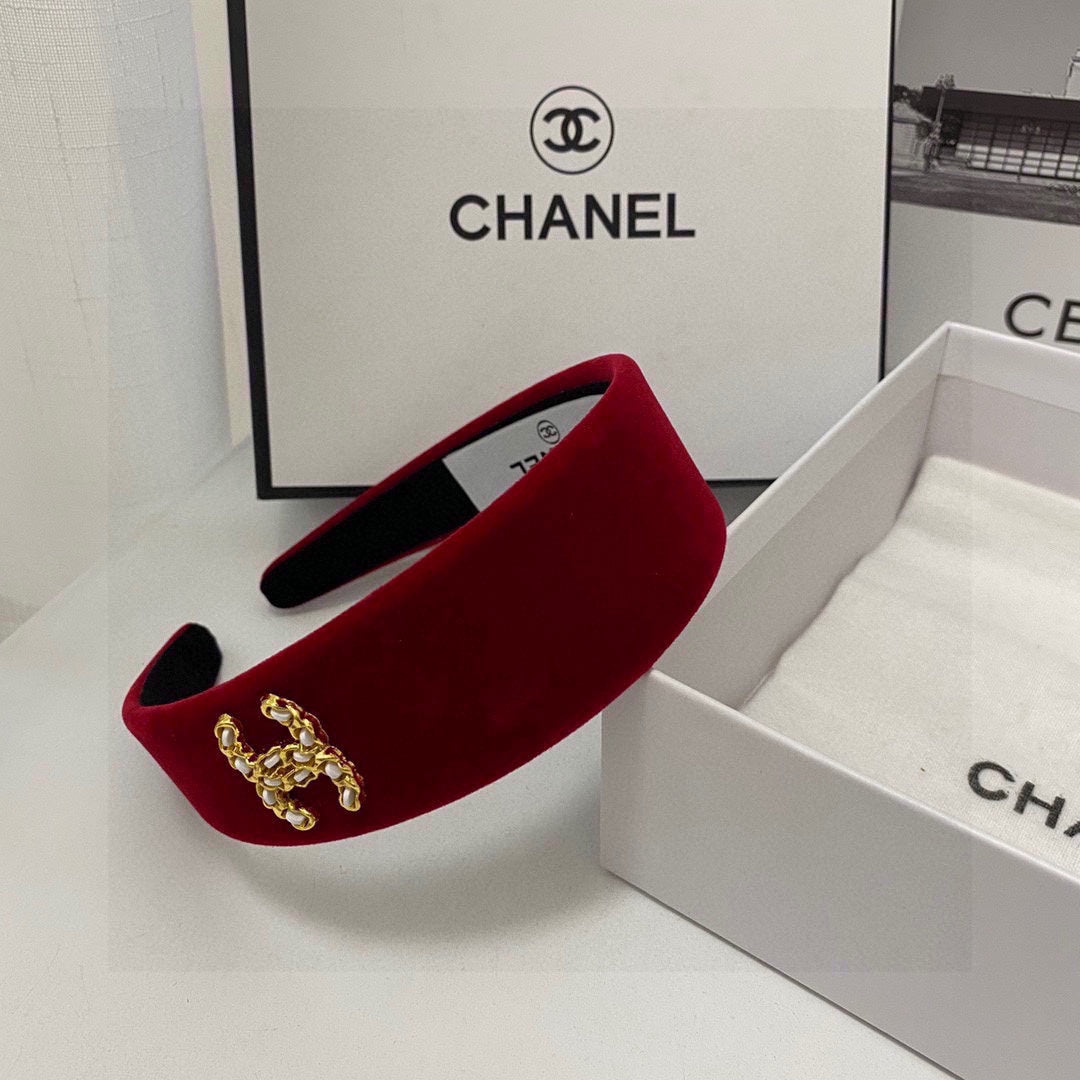 CHANEL RUBY RED VELVET HAIRBAND 832222