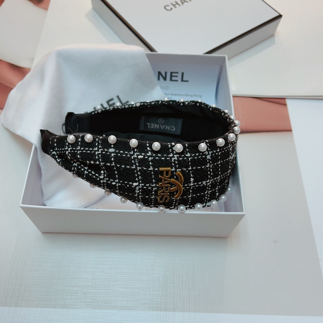 CHANEL BLACK TWEED HAIRBAND 875865