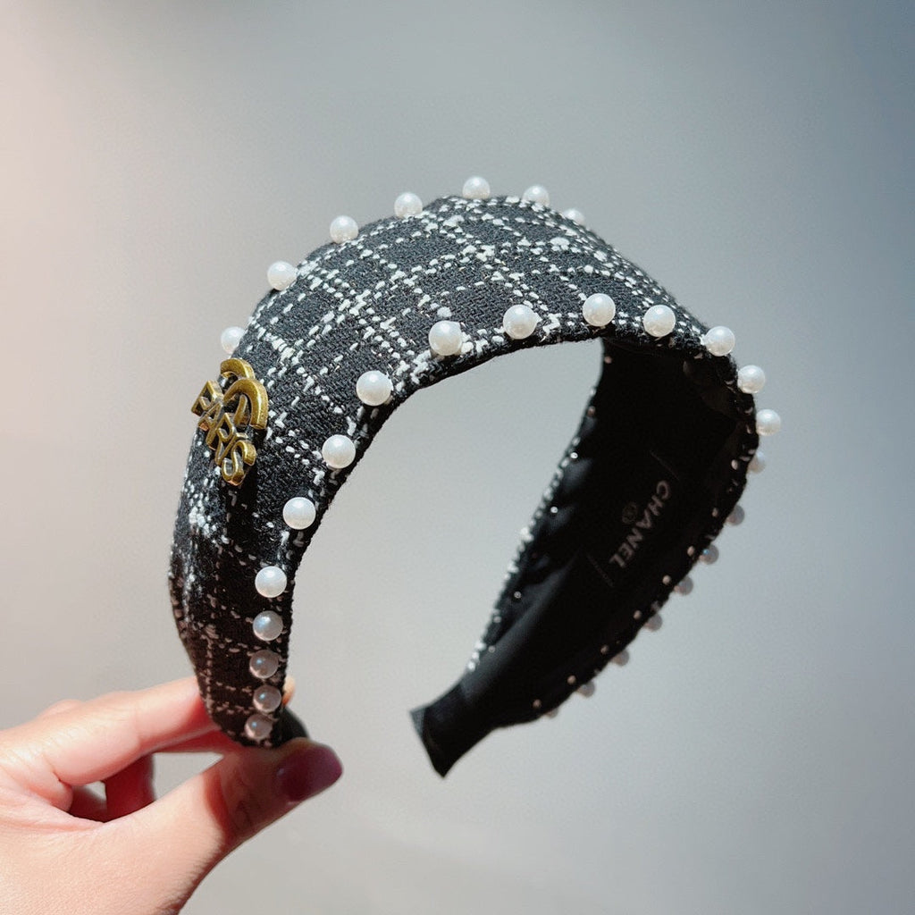 CHANEL BLACK TWEED HAIRBAND 875865