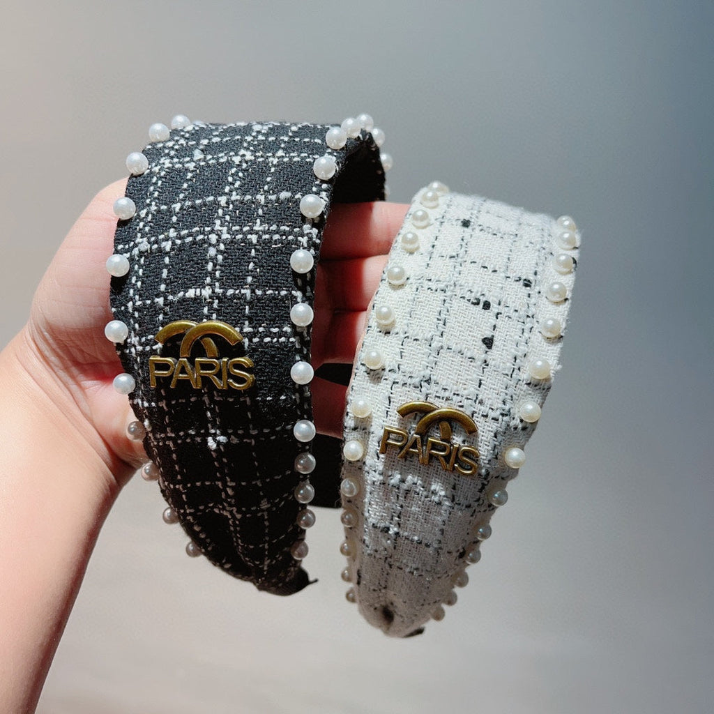 CHANEL BLACK TWEED HAIRBAND 875865