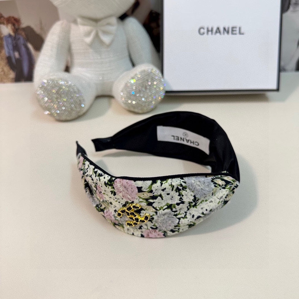 CHANEL COLORFUL FLOWER FABRIC HAIRBAND 877038