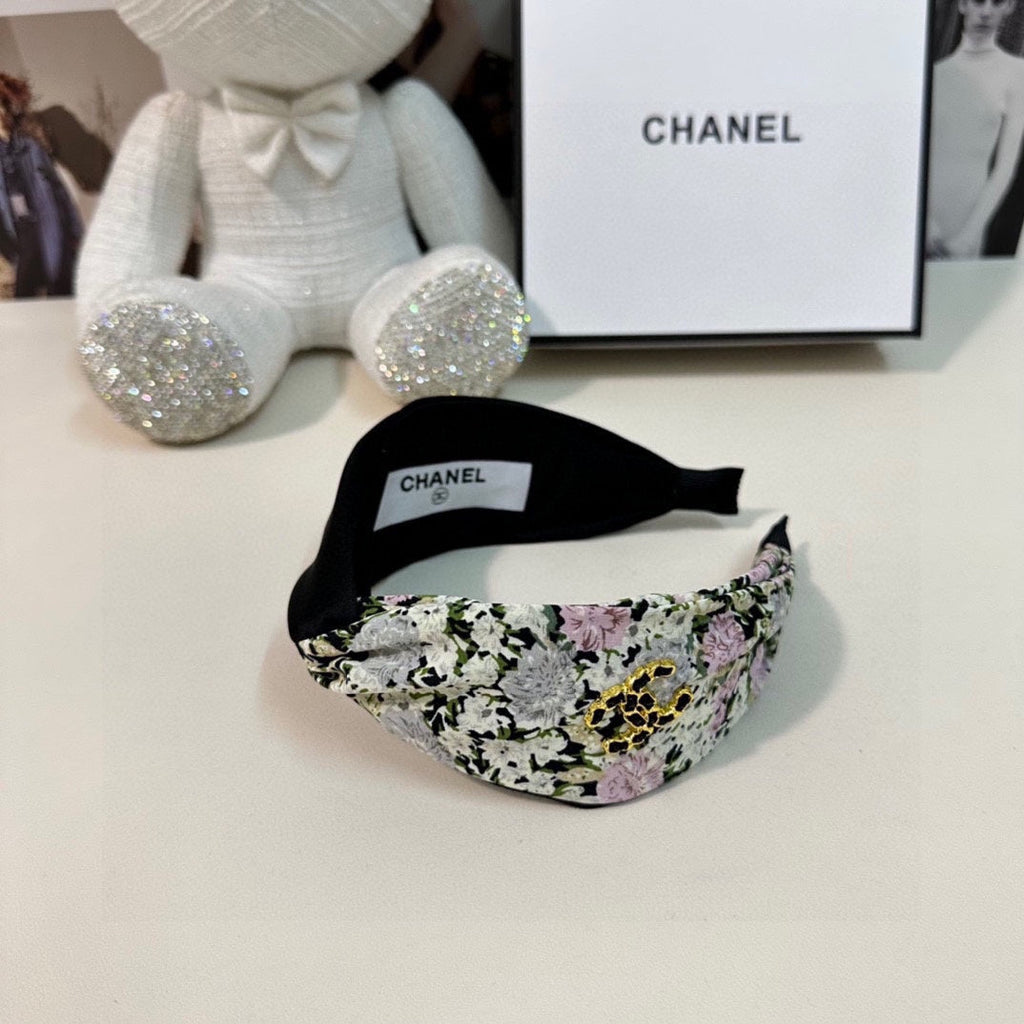 CHANEL COLORFUL FLOWER FABRIC HAIRBAND 877038