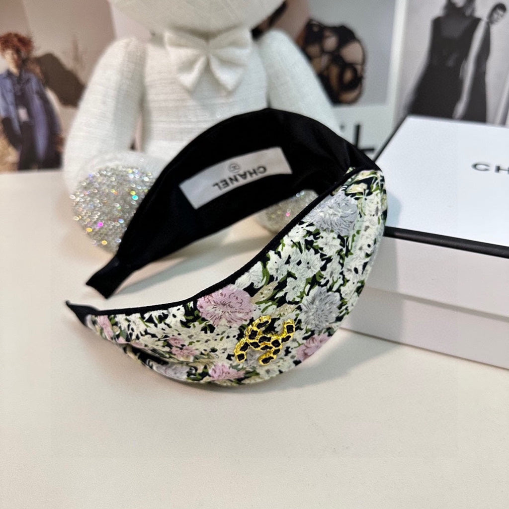 CHANEL COLORFUL FLOWER FABRIC HAIRBAND 877038