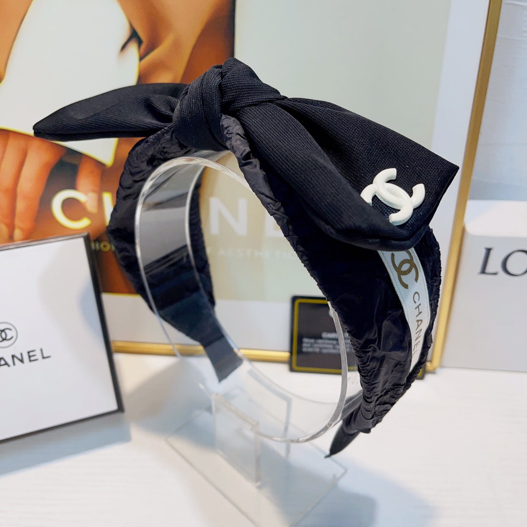 CHANEL BLACK FABRIC HAIRBAND 925616