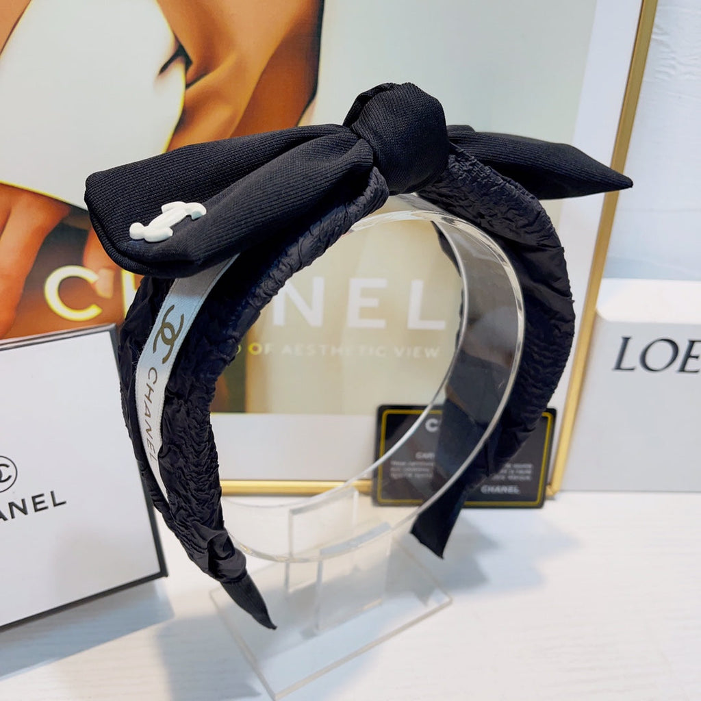 CHANEL BLACK FABRIC HAIRBAND 925616
