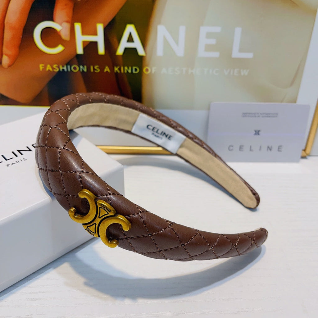 CHANEL CHESTNUT BROWN LAMBSKIN HAIRBAND 925628