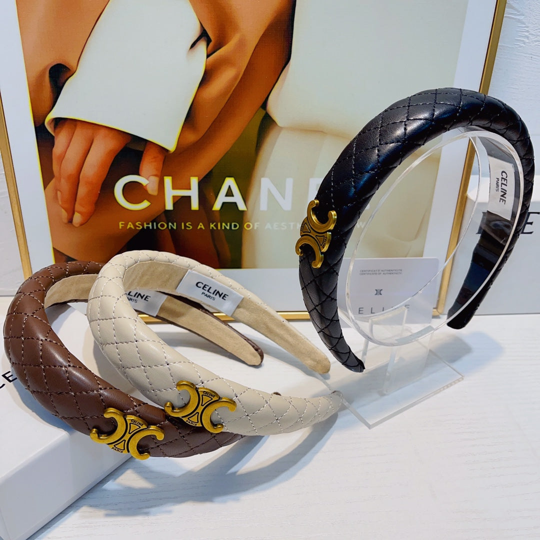 CHANEL BLACK LAMBSKIN HAIRBAND 925628