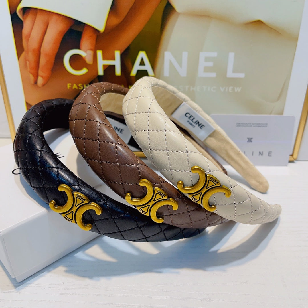 CHANEL CHESTNUT BROWN LAMBSKIN HAIRBAND 925628