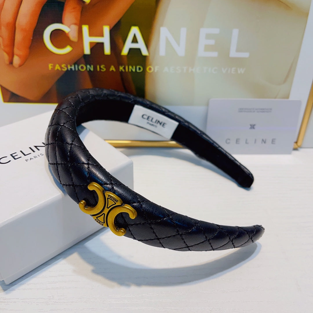 CHANEL BLACK LAMBSKIN HAIRBAND 925628