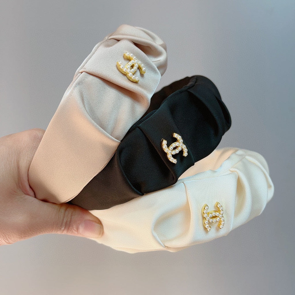 CHANEL BLACK FABRIC HAIRBAND 925661
