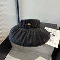 CELINE WIDE BRIM HALF HEAD HAT MODEL 650342 IN BLACK PLEATED SATIN