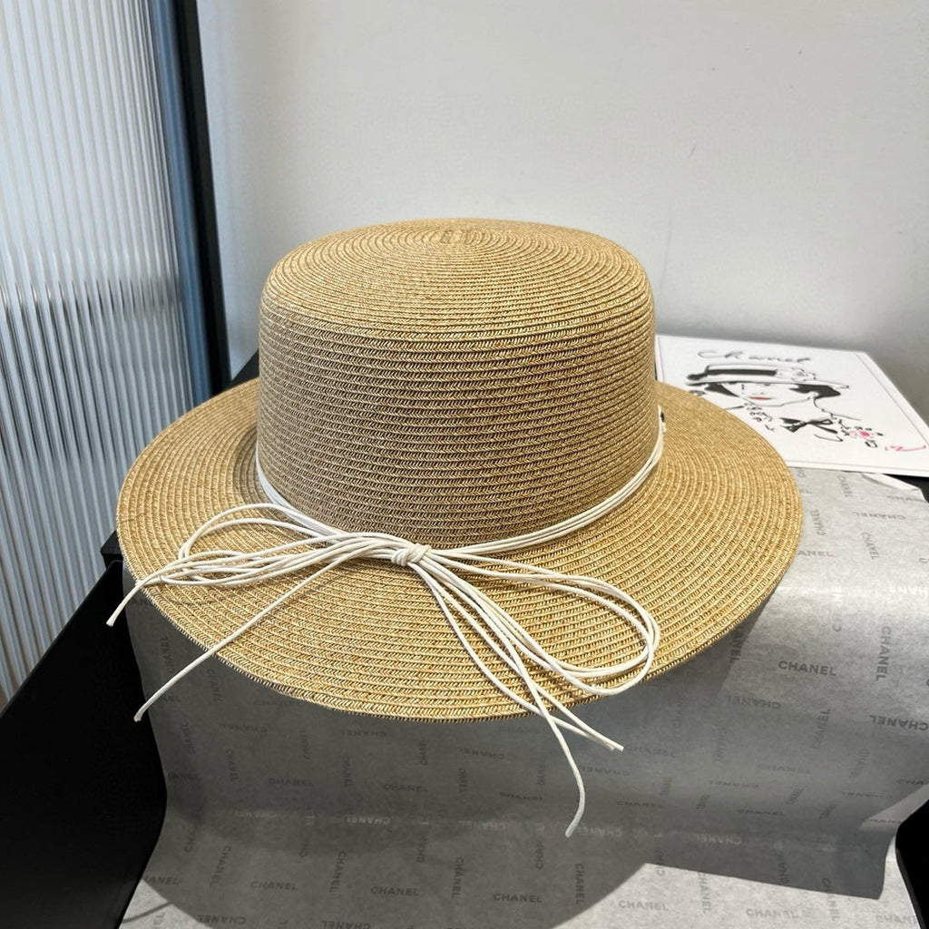 CELINE BEAD DECOR STRAW HAT MODEL 650345 IN NATURAL WOVEN STRAW