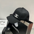 CHANEL BASEBALL HAT IN BLACK WITH WHITE TRIM 673995
