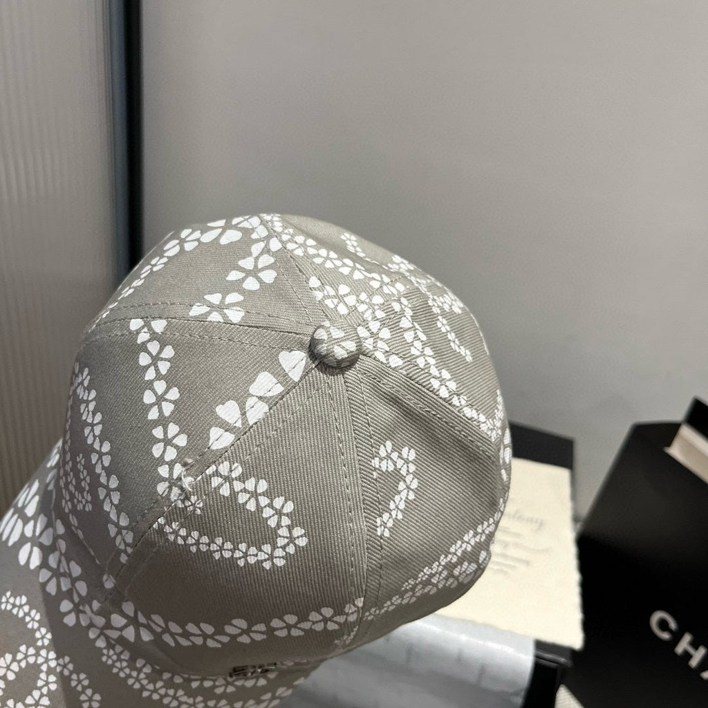 CHANEL BASEBALL HAT LIGHT TAUPE WHITE PATTERN 674030