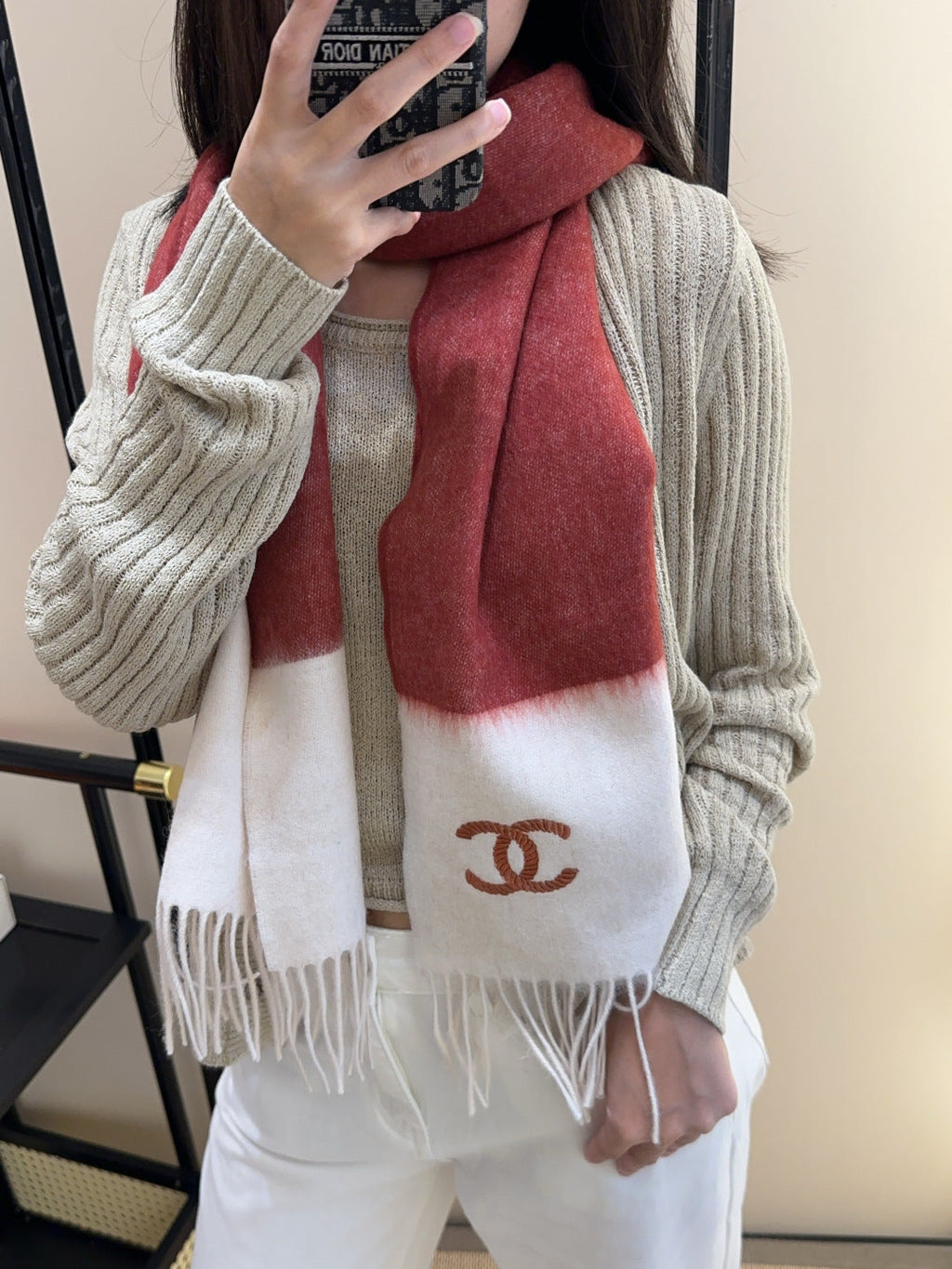 CHANEL 25S SCARF 180 IN CASHMERE 989816