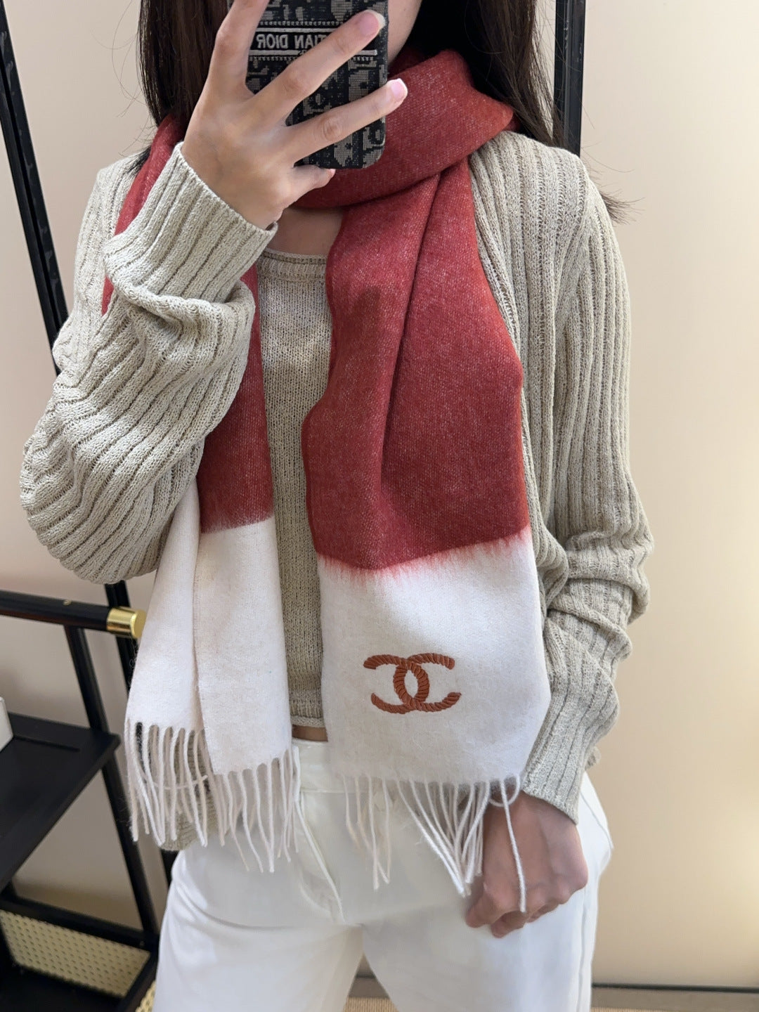 CHANEL 25S SCARF 180 IN CASHMERE 989816