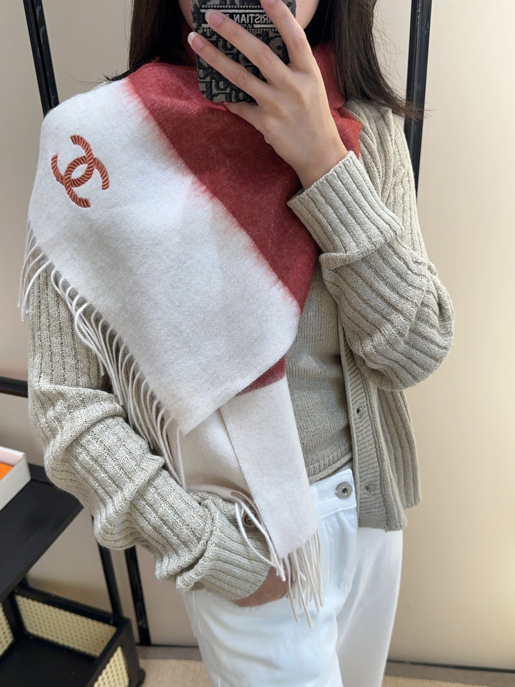 CHANEL 25S SCARF 180 IN CASHMERE 989816