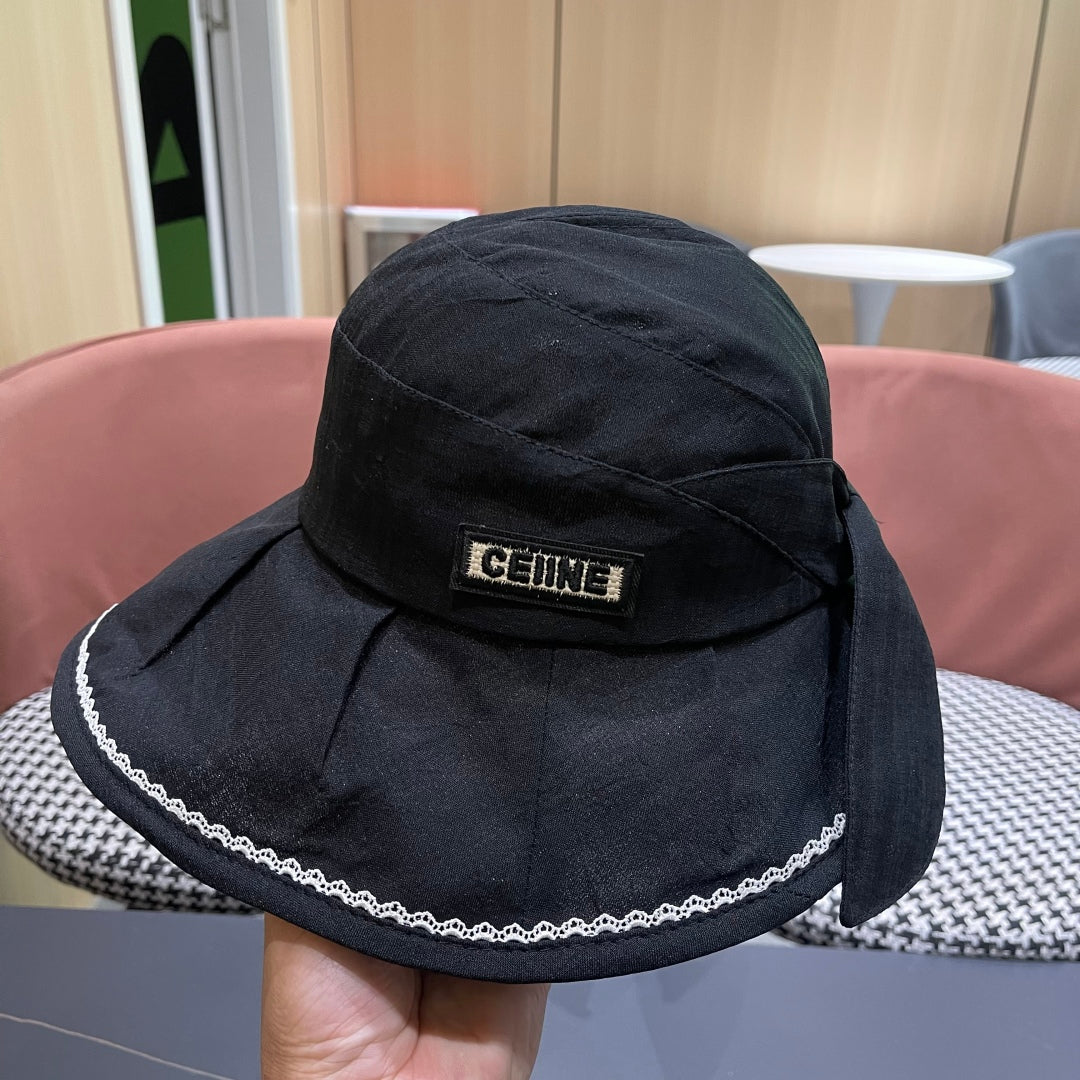 CELINE BUCKET HAT MODEL 650274 IN BLACK TEXTURED FABRIC