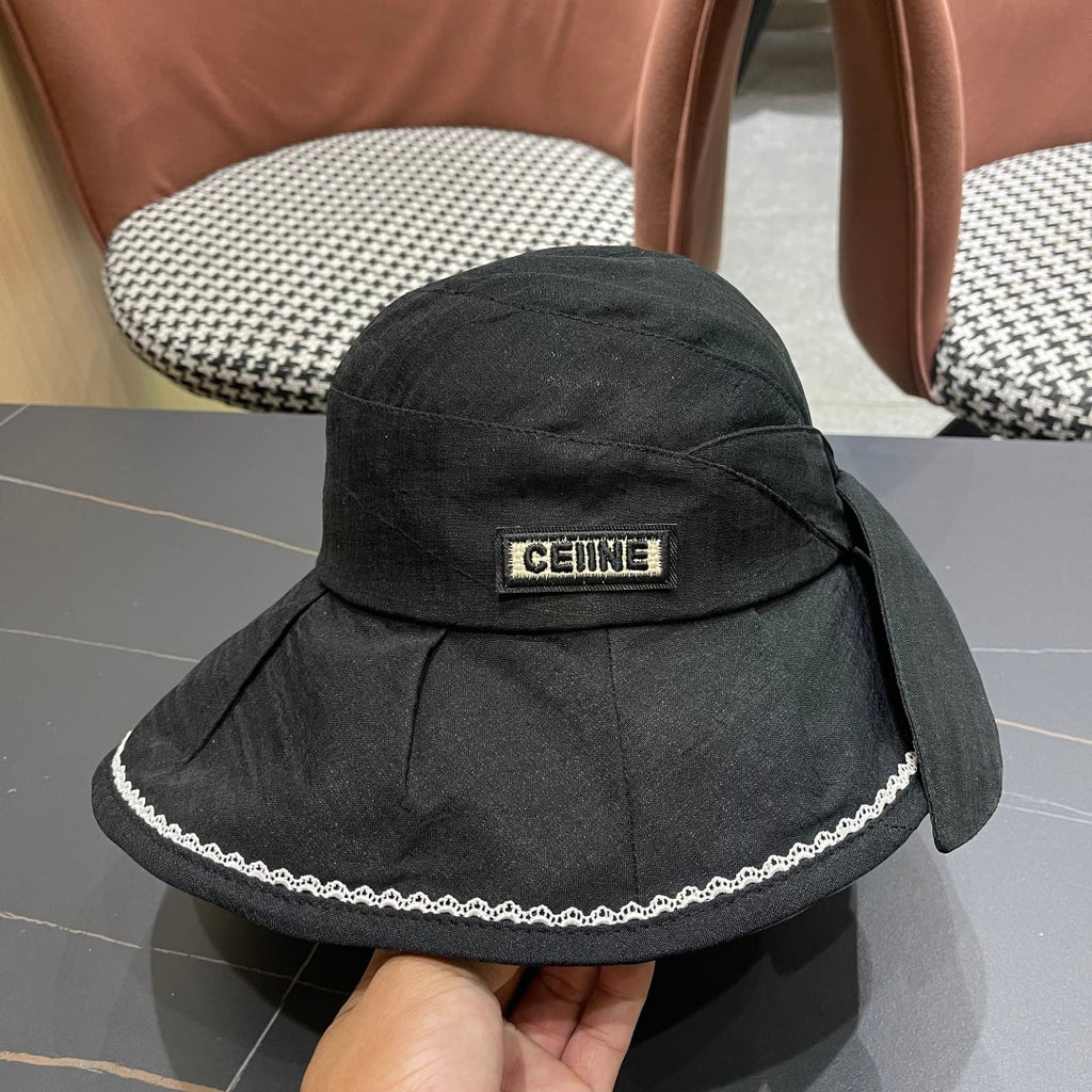 CELINE BUCKET HAT MODEL 650274 IN BLACK TEXTURED FABRIC