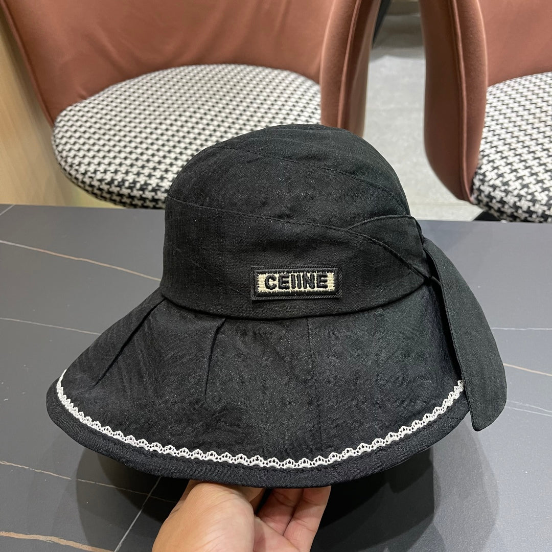 CELINE BUCKET HAT MODEL 650274 IN BLACK TEXTURED FABRIC