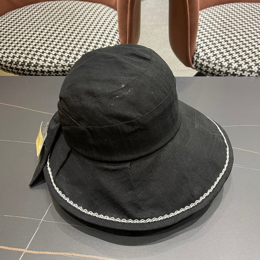 CELINE BUCKET HAT MODEL 650274 IN BLACK TEXTURED FABRIC