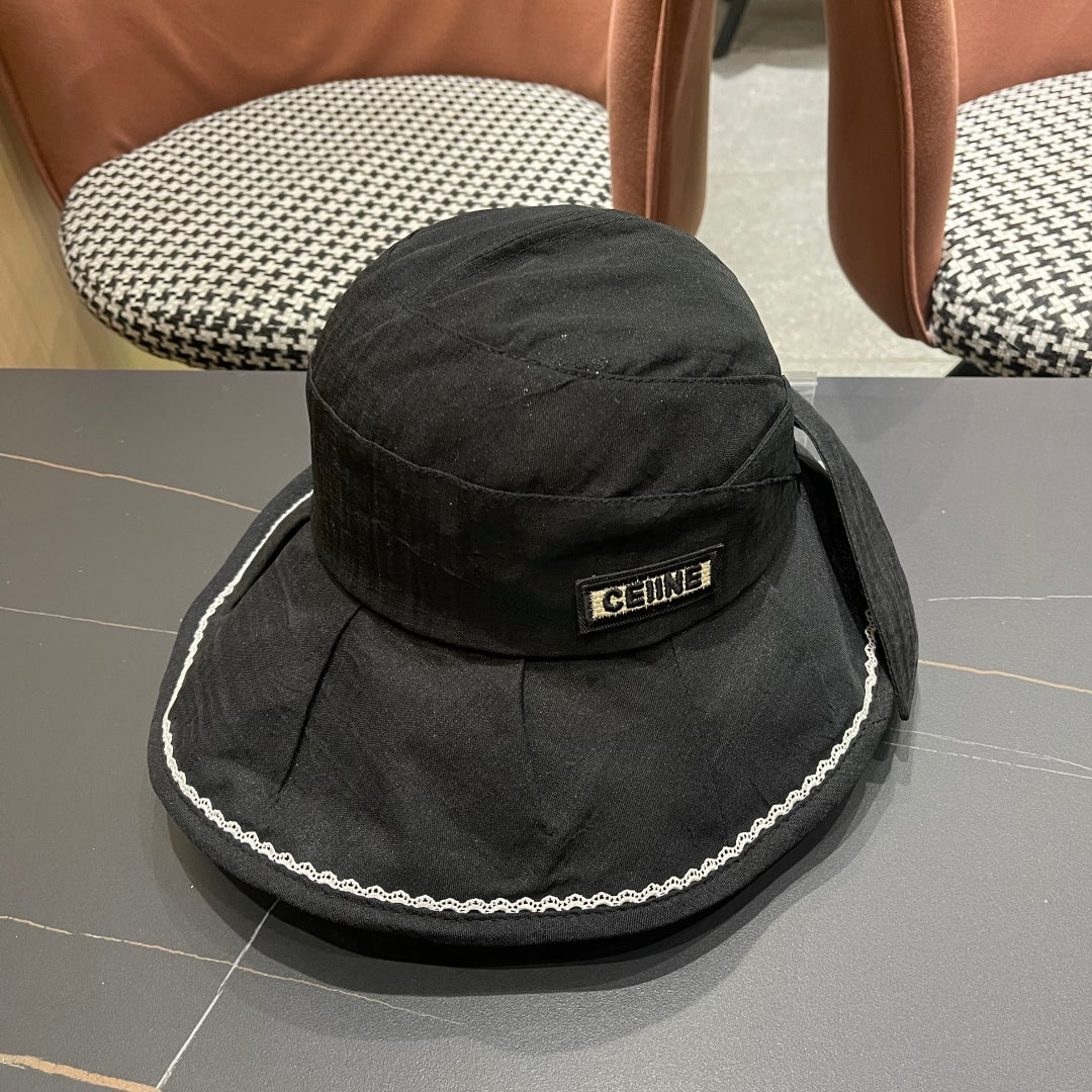 CELINE BUCKET HAT MODEL 650274 IN BLACK TEXTURED FABRIC