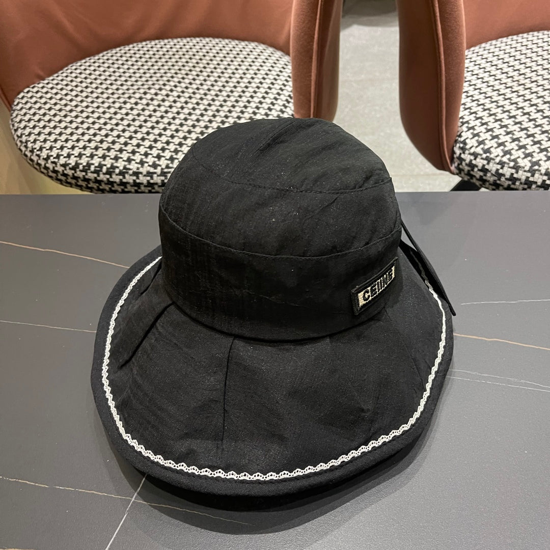CELINE BUCKET HAT MODEL 650274 IN BLACK TEXTURED FABRIC