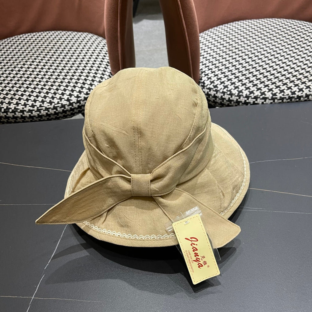 CELINE BUCKET HAT MODEL 650275 IN DARK BEIGE TEXTURED FABRIC