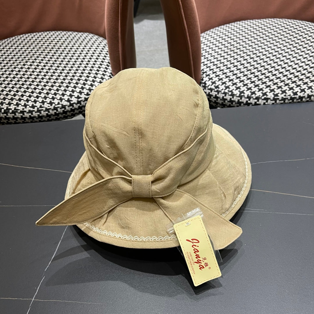 CELINE BUCKET HAT MODEL 650275 IN DARK BEIGE TEXTURED FABRIC