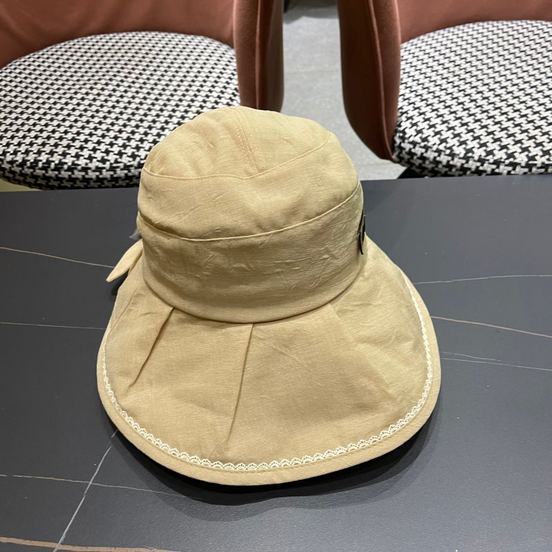 CELINE BUCKET HAT MODEL 650275 IN DARK BEIGE TEXTURED FABRIC