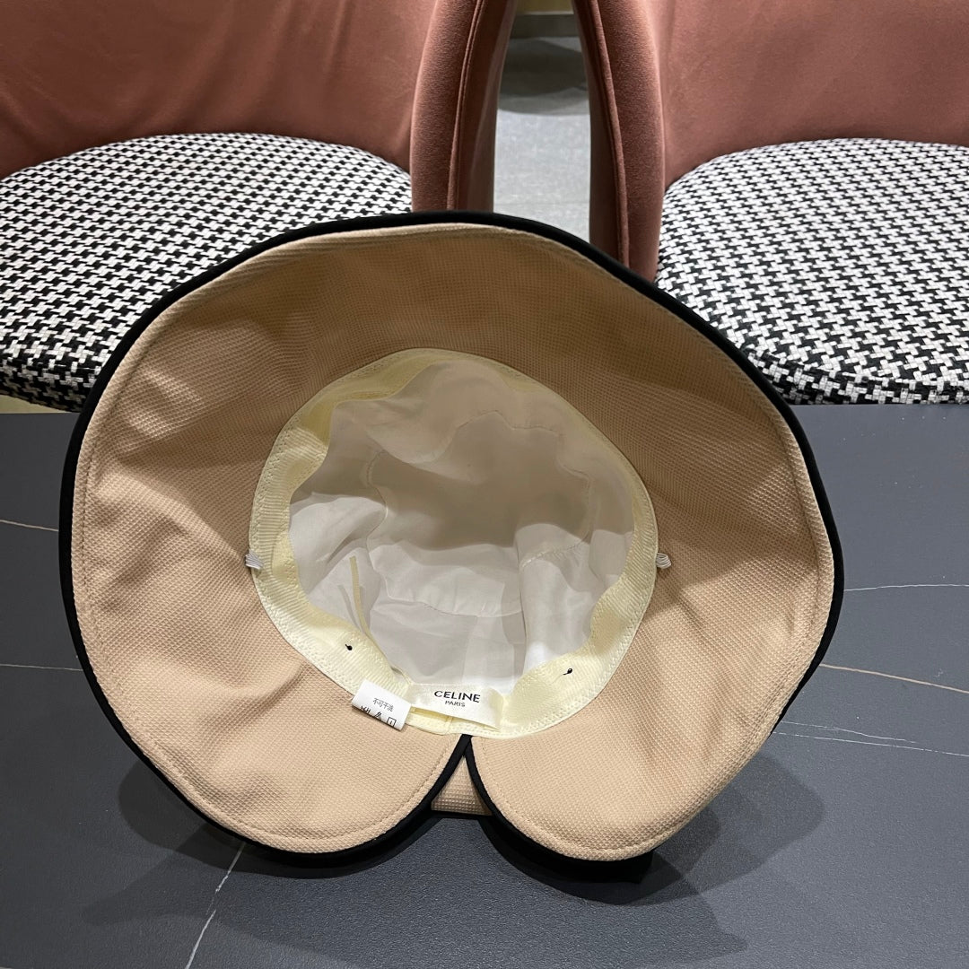 CELINE BUCKET HAT MODEL 650291 IN DARK BEIGE FABRIC