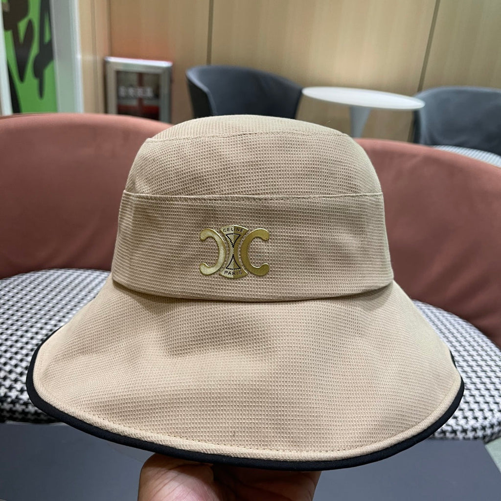 CELINE BUCKET HAT MODEL 650291 IN DARK BEIGE FABRIC