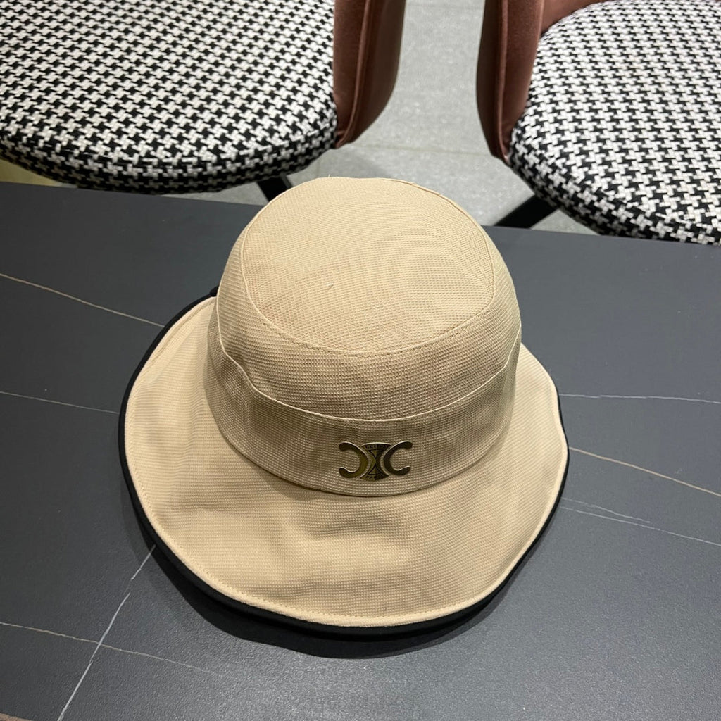 CELINE BUCKET HAT MODEL 650291 IN DARK BEIGE FABRIC