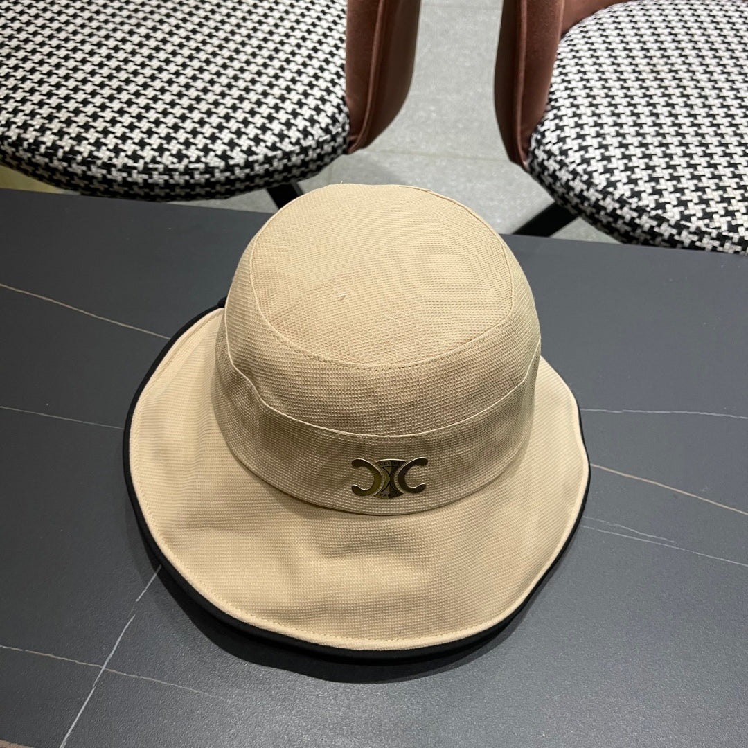 CELINE BUCKET HAT MODEL 650291 IN DARK BEIGE FABRIC