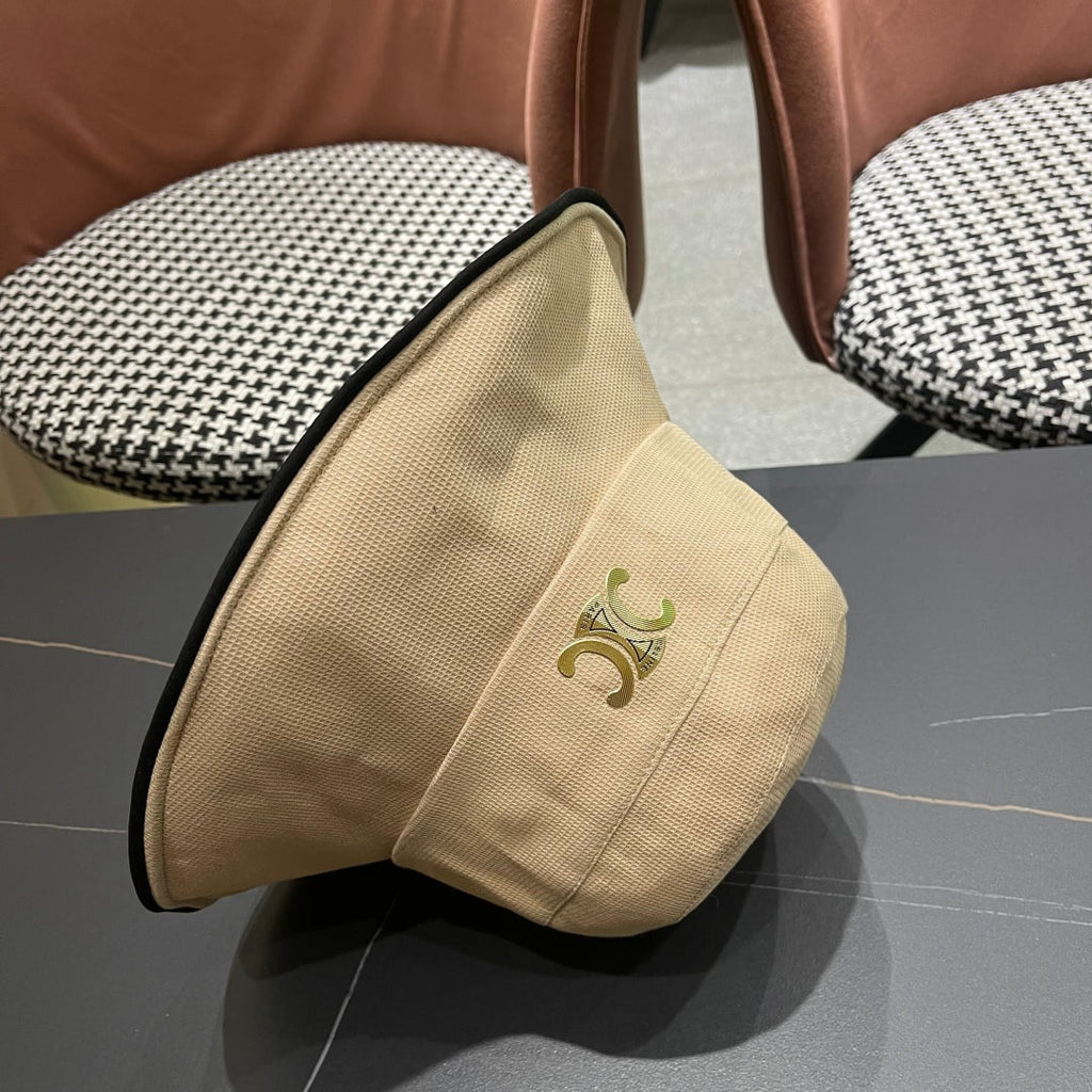 CELINE BUCKET HAT MODEL 650291 IN DARK BEIGE FABRIC