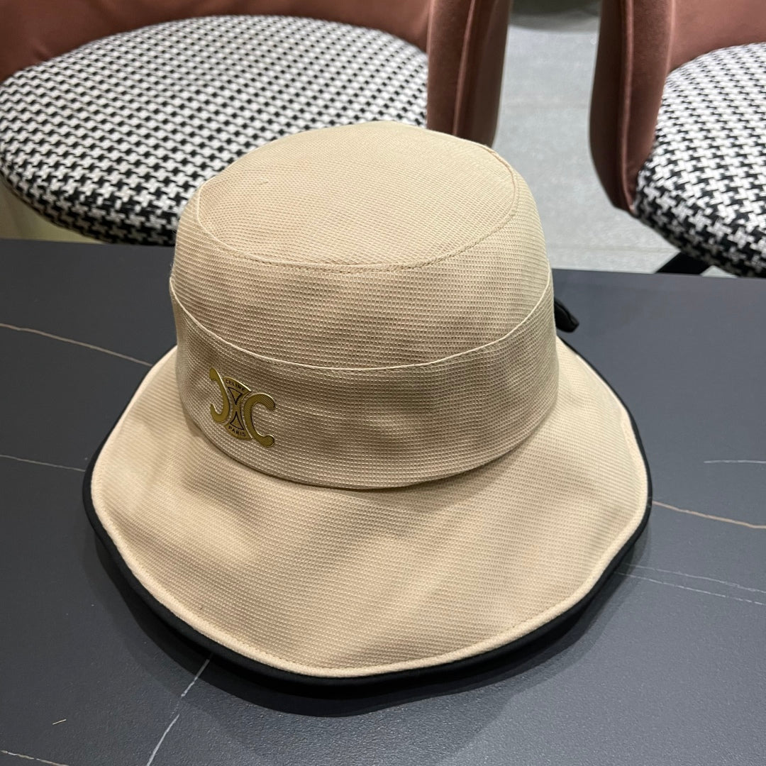 CELINE BUCKET HAT MODEL 650291 IN DARK BEIGE FABRIC