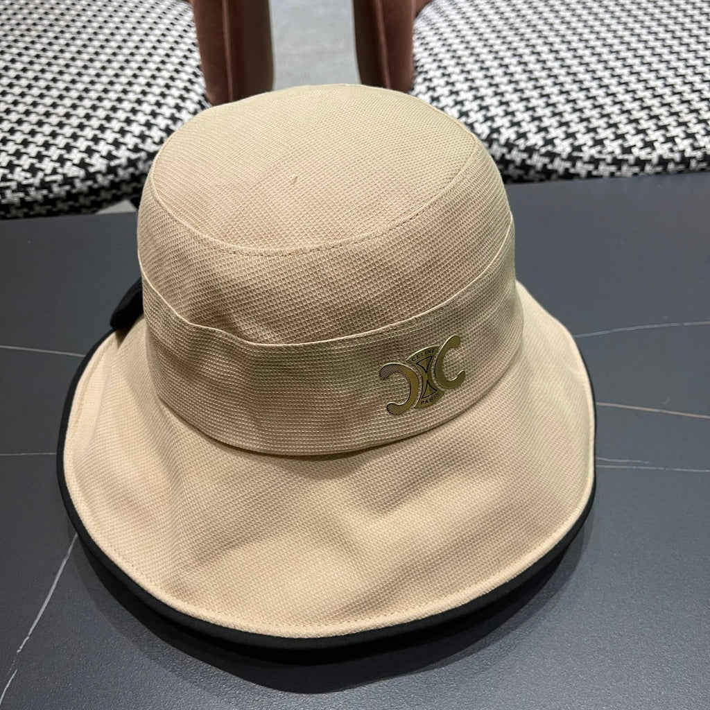 CELINE BUCKET HAT MODEL 650291 IN DARK BEIGE FABRIC