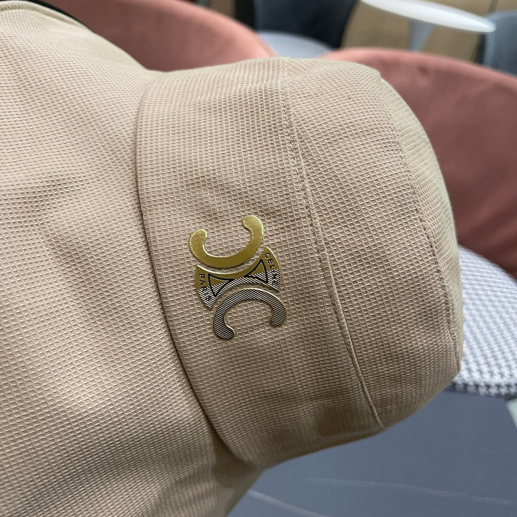CELINE BUCKET HAT MODEL 650291 IN DARK BEIGE FABRIC