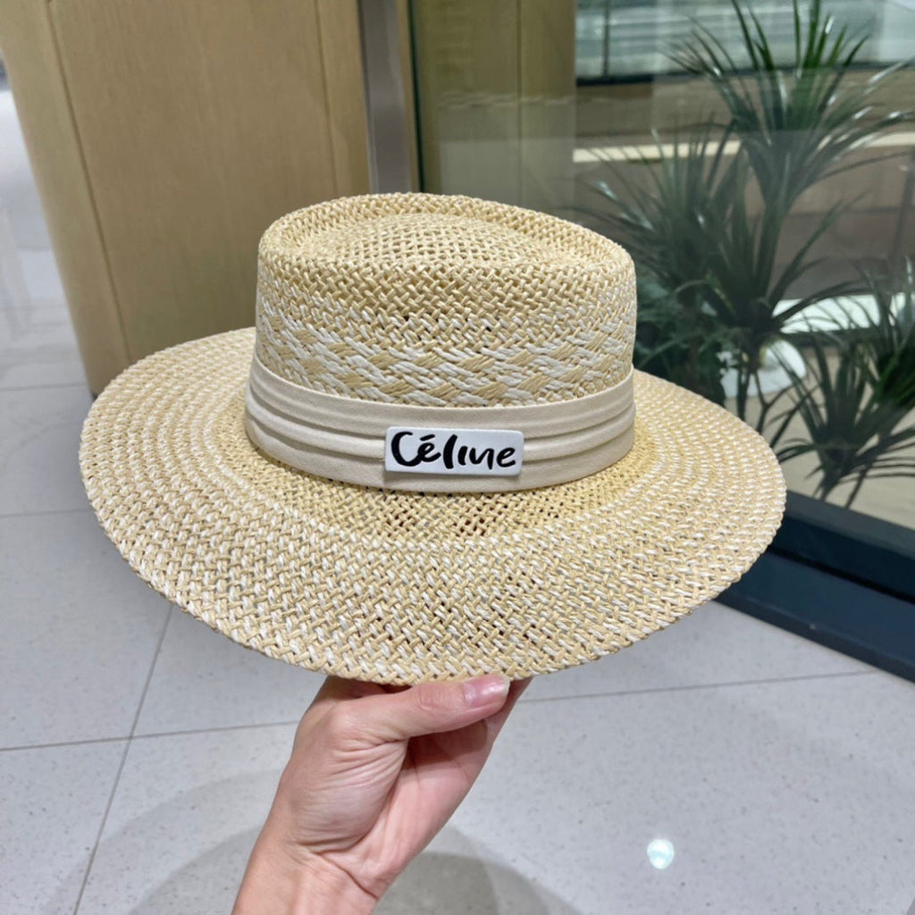 CELINE WIDE BRIM HAT MODEL 652049 IN NATURAL WOVEN STRAW