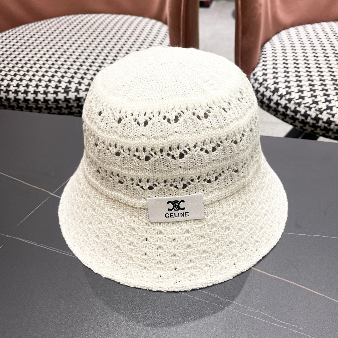 CELINE BUCKET HAT MODEL 651868 IN WHITE CROCHET