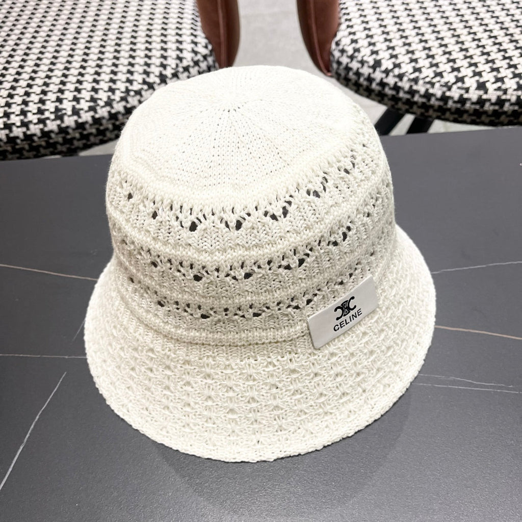 CELINE BUCKET HAT MODEL 651868 IN WHITE CROCHET