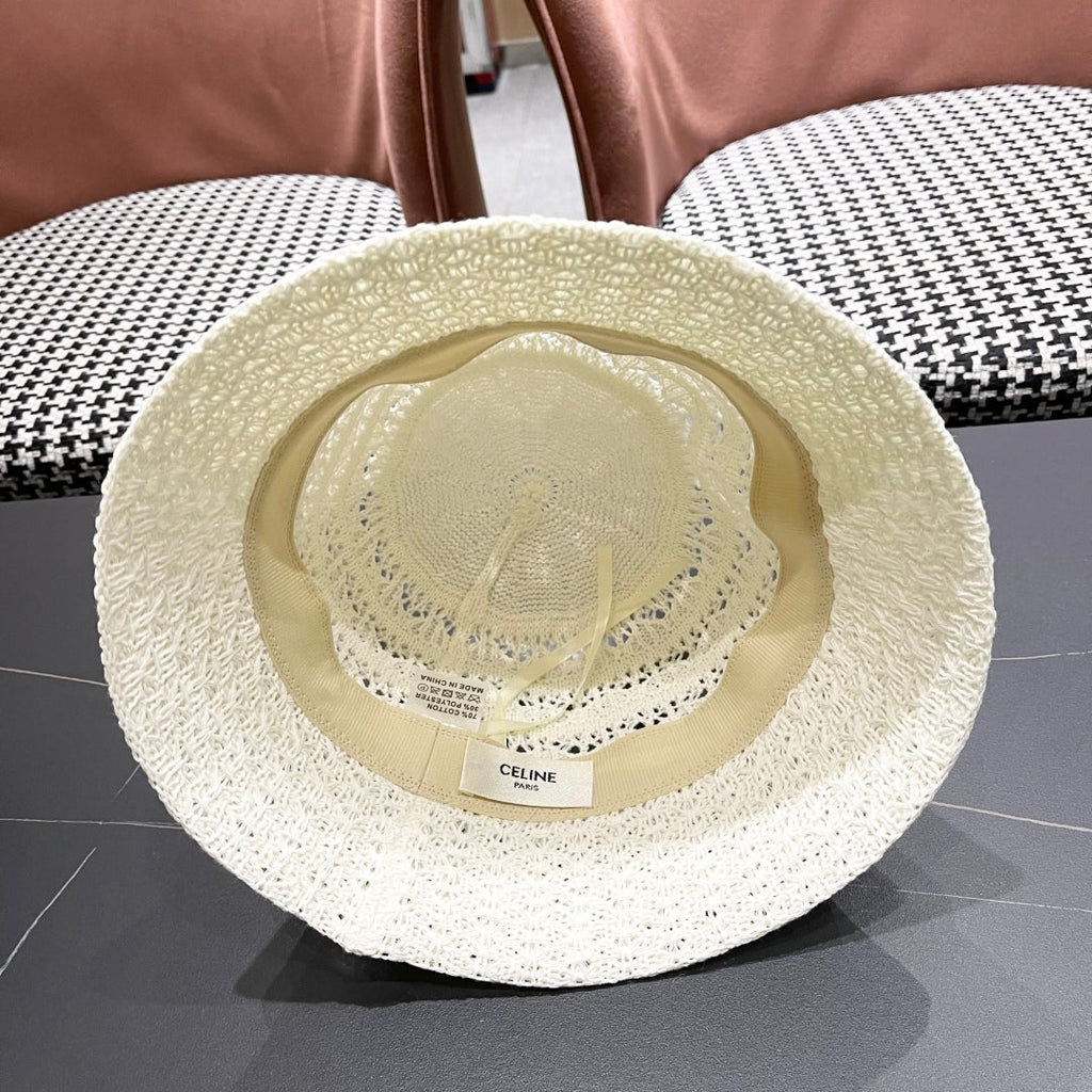 CELINE BUCKET HAT MODEL 651868 IN WHITE CROCHET