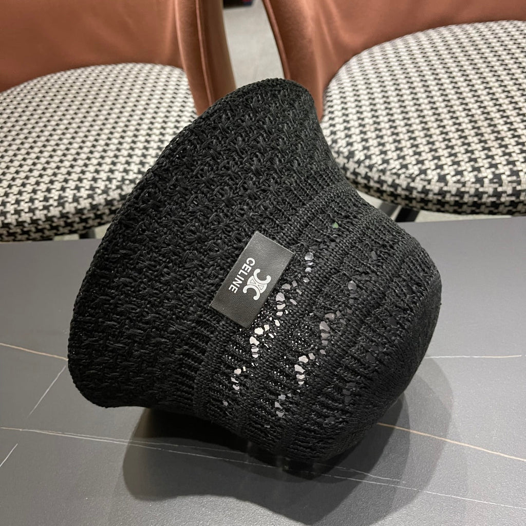 CELINE BUCKET HAT MODEL 651870 IN BLACK CROCHET