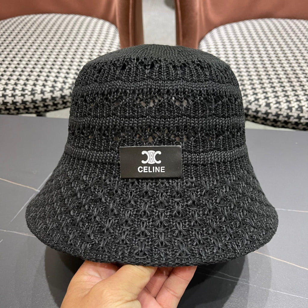 CELINE BUCKET HAT MODEL 651870 IN BLACK CROCHET