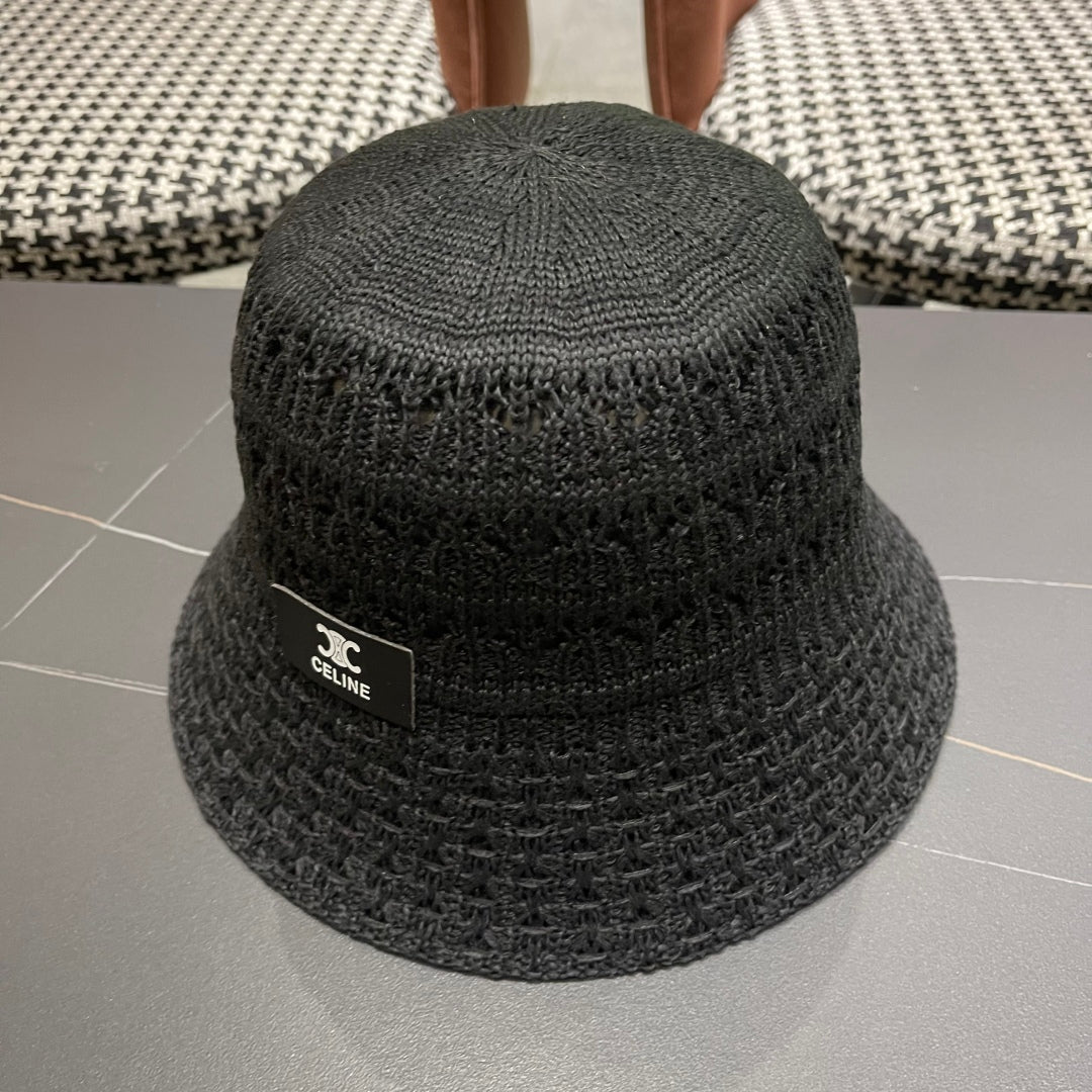 CELINE BUCKET HAT MODEL 651870 IN BLACK CROCHET